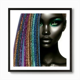 Black Woman With Colorful Hair Art Print