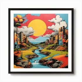 Pop Art graffiti Landscape Art Print