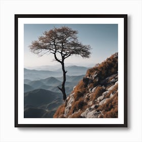 Lone Tree On A Cliff Art Print