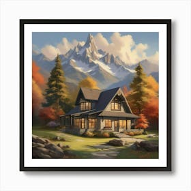 Cabin In The Mountains Art Print