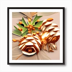 Holly Cones Art Print