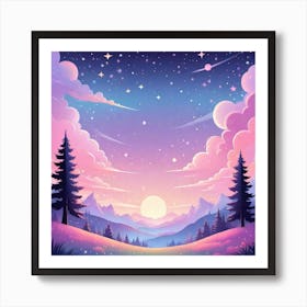 Sky With Twinkling Stars In Pastel Colors Square Composition 192 Art Print