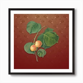 Vintage Yellow Apricot Botanical on Falu Red Pattern n.2249 Art Print