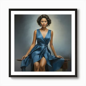 Woman In Blue Dress Art Print 0 Art Print