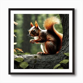 Squirrel In The Forest 35 Art Print