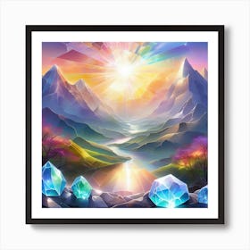 Mystical Landscape With Crystals Art Print