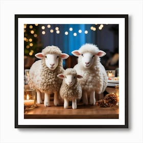 Firefly Festive Holiday Gathering With A Woolly Sheep Family 21613 (2) Art Print