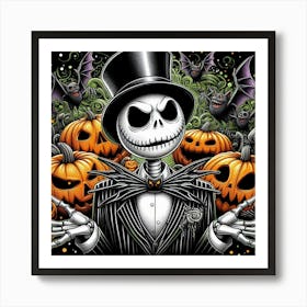 Halloween With Jack Skellington 2 Art Print