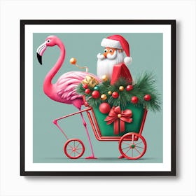 Flamingo Christmas Art Print