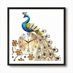 Peacock Wall Clock 1 Art Print