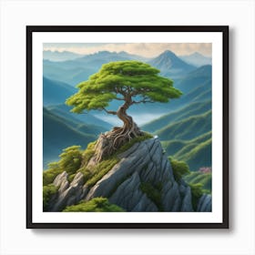 Tree On Top Of Mountain 9 Art Print