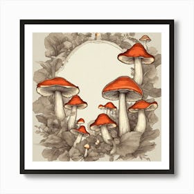 Mushrooms In A Frame 3 Art Print