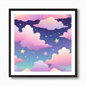 Sky With Twinkling Stars In Pastel Colors Square Composition 306 Art Print