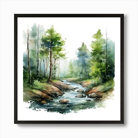 Watercolor Of A Forest 1 Art Print