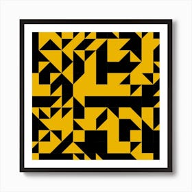 Black And Yellow Squares Art Print