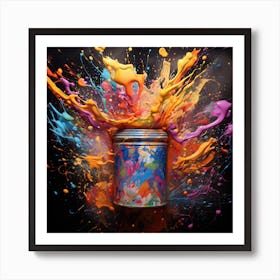 Colorful Paint Splash On Black Background Art Print