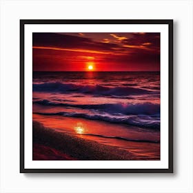 Sunset On The Beach 601 Art Print