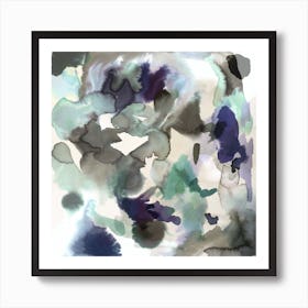 Expressive Abstract Painting Aqua Blue 2 Square Art Print