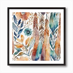 boho art leaves Art Print