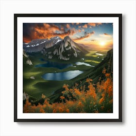 Sunset In The Mountains 9 Art Print