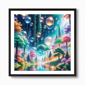 Forest of bubbles Art Print