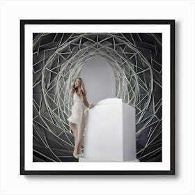 Firefly Graceful Woman With Noble Elegance And Geometric Dreamscape 36801 (2) Art Print