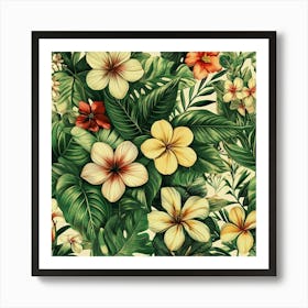 Tropical Floral Pattern Art 1 Art Print