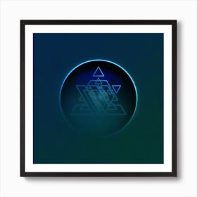 Geometric Neon Glyph on Jewel Tone Triangle Pattern 344 Art Print