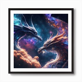 Two Dragons In Space 4 Art Print