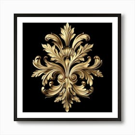 Gold Floral Ornament Art Print