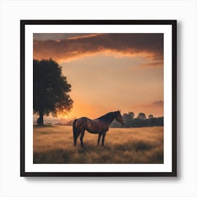 Sunset Horse Art Print