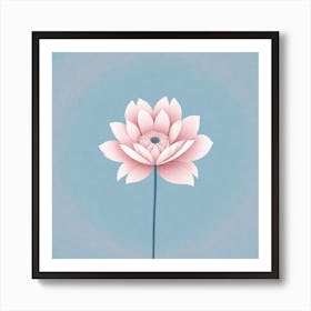 A White And Pink Flower In Minimalist Style Square Composition 72 Art Print