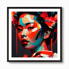 Abstract Geisha Fine Art Style Portrait 3 Art Print