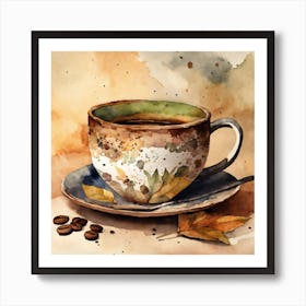 Coffee And Leaves Art Print
