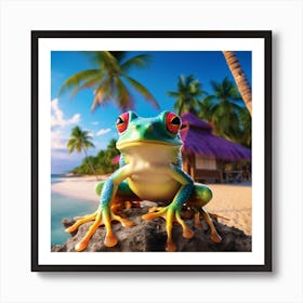 Frog On The Beach Art Print