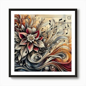 Music Notes Flower Art Print