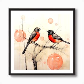 Birds On A Branch Art Print