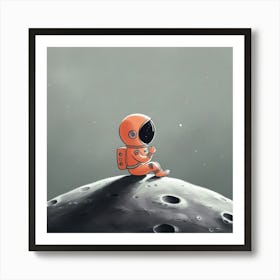 Astronaut Sitting On The Moon Art Print