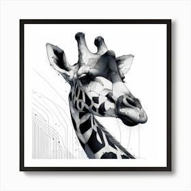 Giraffe Head - Abstract Line Art Illustration 87 Art Print