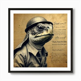 Turtle In Military Uniform Art Print