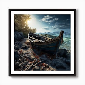 Old Boat On The Beach Art Print