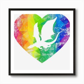 Cute Colorful Flying Dragon Heart Mythical Dragons Vintage Art Print