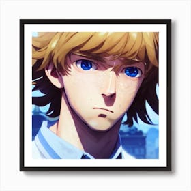 Anime Character With Blue Eyes Hyper-Realistic Anime Portraits Art Print