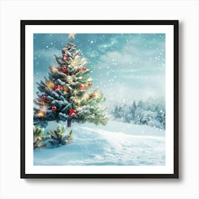 Christmas Banner Texture With A Snowy Landscape 1 Art Print