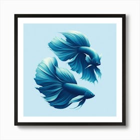 Blue Siamese Fish Art Print