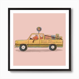 Daniel Fox's Sweet Delivery Truck Animals on Vehicles Art Print