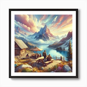 Cabin In The Mountains Art Print