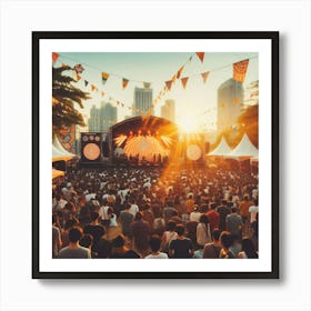 Crowd At A Music Festival Art Print