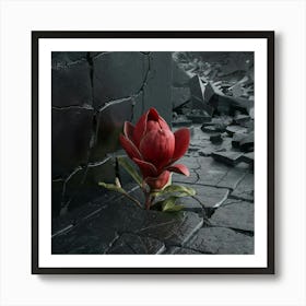 A Hyper Realistic Photograph Of A Black Cracked Art Print