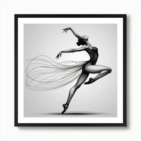 Line Art Dancer body Art Print